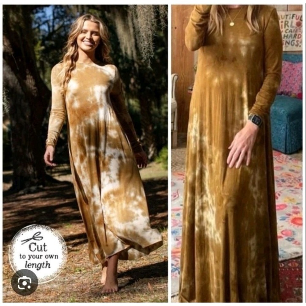 Natural Life Tie Dye Midi Dress Women's Medium Rayon Jersey Long Sleeve *READ*